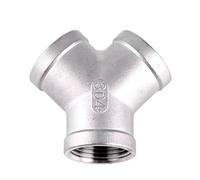 BSP macho + hembra + rosca de 3 vías T conector de tubería 1/4 "3/8 u201d 1/2" 3/4 "1" 2 "SS304 acero inoxidable multifunción(Silver 4,3/8 Inch)