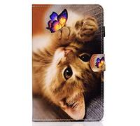 Bspring Funda Carcasa Compatible con Samsung Galaxy Tab A8 SM-X200/X205 10.5 2021, Ultra Slim PU Folio Tablet Caso Cover Samsung Tab A8 10.5 2021 con Función de Soporte,Gato