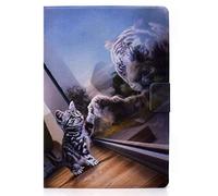 Bspring Funda para iPad 8a Generación 2020 / iPad 7a Generación 10.2" 2019 / iPad Air 2019 (10.5", 3rd Generación) Slim Carcasa Cuero PU Silicona y Multiángulo y Soporte Case Cover,Gato & Tigre