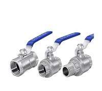 BSPT 1/4" 3/8" 1/2" 3/4" 1" 1-1/4" válvula de bola de puerto completo hembra de acero inoxidable SS304 2P/1P con válvulas de rosca con mango de vinilo(3/4",2P Female thread)