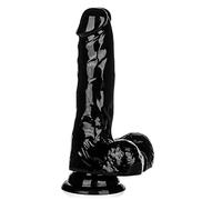 bsqipsd Consolador realista de lujo para amantes realistas - Consolador de ventosa de 9.1 pulgadas - Consolador de gelatina de cristal - XL negro