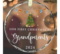 BSQUIELE Personalizable Nuestra primera Navidad como abuelos 2024 - Regalos para abuelos por primera vez para nuevos abuelos - Decoración de árbol de Navidad para abuelos por primera vez - Adorno