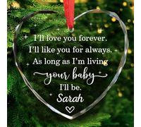 BSQUIELE Regalos personalizados para mamá, adorno de cristal de Navidad personalizado para mamá, regalos para madre de la novia, siempre que estoy viviendo tu bebé, regalos para mamá de hija, hijo
