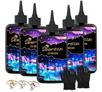 Bsrezn Resina UV Transparente, 500 g de Resina UV para Joyería con 2 Pares de Guantes, Curado Rápido con Luz Ultravioleta