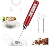 BSRGMS Espumador de leche de mano para café, batidor eléctrico de 3 velocidades ajustable, mezclador de bebidas con 3 batidores de acero inoxidable, varita espumadora de mano recargable, máquina de