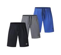 Bsrpolry Paquete de 3 pantalones cortos de correr para hombre con dos bolsillos, de secado rápido para correr, entrenar, pantalones cortos deportivos, #111-negro, gris, azul, 50