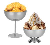 bssmmai 2 cuencos para helados de acero inoxidable con pie, vasos de postre de 200 ml, de acero inoxidable, para helado, postre, para helados, frutas, ensaladas, pudding