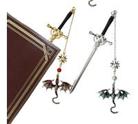 bssmmai 2 marcapáginas de metal con diseño de dragón con colgante, regalo único para mujeres y hombres, ratón de biblioteca