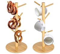 bssmmai 2 soportes para pretzels de madera, soporte para tazas, soporte para pretzels, soporte para salchichas, soporte para pretzels con 6 brazos, árbol de pretzel para restaurante, cafetería, bar