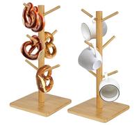 bssmmai 2 soportes para pretzels de madera, soporte para tazas, soporte para pretzels, soporte para salchichas, soporte para pretzels con 6 brazos, árbol de pretzel para restaurante, cafetería, bar