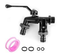 bssmmai doble grifo de jardín 1/2" latón negro con 2 salidas de 3/4" salida doble gardena grifo resistente a la oxidación y a las heladas para riego lavadora lavado de coche