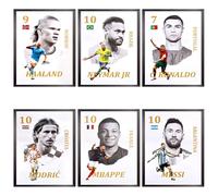 bssmmai NebulaNova Ronaldo, Messi, Neymar & M bape Póster de Celebridades Deportivas para Sala de Estar Decoración de Habitaciones Juego de 8 Unframe 8 x 12 pulgadas (20 x 30 cm)