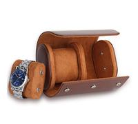 bssmmai Watch Roll, Watch Roll Case con 2 Compartimentos, Caja Relojes Viaje para Hombre y Mujer con Cojín Extraíble, Marrón