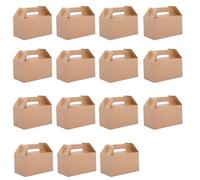 Bssowe 15 Piezas Cajas de Embalaje Para Llevar, 21 * 13 * 11cm Caja de Papel Kraft, Cajas Kraft para Fiestas, Caja Comida Papel Kraft, Fuerte y Robusto, para Pasteles, Galletas, Pizza, Pollo Frito
