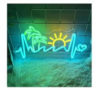 bssyung Luces de neón Lámpara de ambiente relajante con luz neón, letrero atardecer junto al mar, olas para dormitorio(40x21cm)