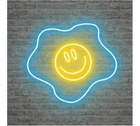 bssyung Luces de neón Lámpara de neón con atmósfera relajante para huevos fritos,linda luz sonrisa para cocina,sala estar y restaurante(A)