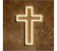 bssyung Luces de neón Letrero de neón con forma para cruz Jesús, luz LED para dormitorio, sala estar, decoración para fiesta bautismo(Warm White,25x50cm)