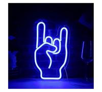 bssyung Luces de neón Letrero de neón Rock On Hand Rockin, luz regulable, para bar, música