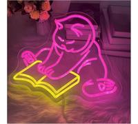 bssyung Luces de neón Para la palabra prestada de lámpara neón Gato leyendo para letreros