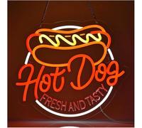 bssyung Luces de neón Para la palabra prestada de lámpara neón Hot Dog para pared
