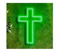 bssyung Luces de neón Para letrero de neón para cruz Jesús Luz para dormitorio Sala estar Bautismo Pared para fiesta(Green25x50cm)
