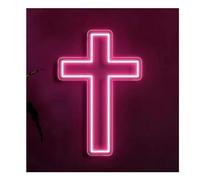 bssyung Luces de neón Para letrero de neón para cruz Jesús Luz para dormitorio Sala estar Bautismo Pared para fiesta(Rosado)