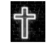 bssyung Luces de neón Para letrero de neón para cruz Jesús Luz para dormitorio Sala estar Bautismo Pared para fiesta(Blanc25x50cm)