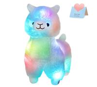 BSTAOFY 13.5 '' Light Up Alpaca Animales rellenos LED White Llama Soft Fee Plush con luces nocturnas coloridas Regalo a la hora de acostarse para ni