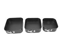 BSTCAR 3 piezas Torta en forma de primavera Pan de pastel cuadrado de estaño, latas antiadherentes para hornear, bandeja de pastel de acero al carbono con fondo extraíble (20/22/24)