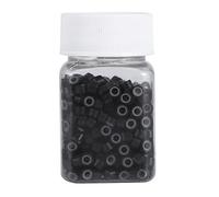 BSTCAR 500 Piezas/botella Extensiones de Cabello Forradas de Silicona Nano Anillos Anillos de Enlace de 5 mm Bucles de Cuentas para Extensión de Cabello Humano para Decoraciones, (Negro)
