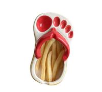 BSTCAR Chanclas, Plato de Patatas Fritas, Plato de Cerámica para Patatas Fritas, Salsa, Plato Divertido, Platos para Servir (Rojo)