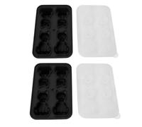 BSTCAR Cubitera de silicona con tapa, moldes de cubitos de hielo con forma de gato 3D para congelador bebida helada cóctel de whisky, 2 piezas (Negro)