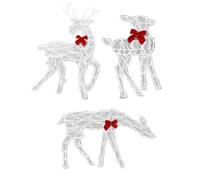 BSTCAR Juego de 3 Piezas de una Familia de Ciervos navideños iluminados | Figura Acrílica con Luz de Ciervo de Reno LED, Decoración Navideña Grande de Reno para Patio Al Aire Libre