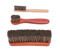 BSTCAR Kit de 3 Cepillos para Zapatos, Aplicador de Esmalte de Crin, Cepillo para Brillo de Zapatos con Mango Largo y Paño de Microfibra para, Botas y Bolsos, 3 uds.