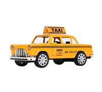 BSTCAR Modelo de Taxi a Escala 1:32 con Mecanismo de Retroceso, Sonido y Luz, Modelo de Taxi Amarillo Clásico, Juguete Coleccionable para niños. (A)