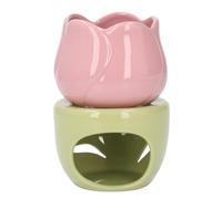 BSTCAR Quemador de Aceite Esencial de Cerámica para Aromaterapia, Calentador de Cera con Forma de Flor en Maceta, Vela Perfumada, Decoración para el Hogar y el Dormitorio