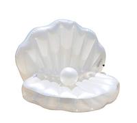 BSTCAR Tumbona Flotante Inflable para Piscina, Concha Marina con Silla Flotante de Perlas, Cama fi la para Verano, Fiestas Acuáticas, Días de Playa, 160x130x130cm (Blanco Perla)