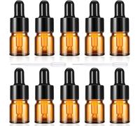 BSTDAYEVER Frasco Cuentagotas 10pcs Ambar Frasco Cuentagotas Cristal 1ml Inodoro Botellas Cuentagotas no Tóxico Botes Aceites Esenciales 3.9x1.6 cm para Aceite Esencial Masaje Fragancia Laboratorio