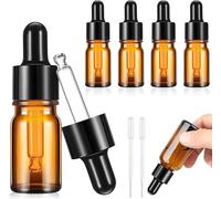 BSTDAYEVER Frasco Cuentagotas 5pcs Ambar Frasco Cuentagotas Cristal 3ml Inodoro Botellas Cuentagotas no Tóxico Botes Aceites Esenciales 4.8×1.5cm para Aceite Esencial Masaje Fragancia Laboratorio