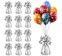 BSTDAYEVER Peso para Globos de Helio Cono Pesas Para Globos Pesas de Globo con Lámina Metálica 12Pz 160g/Pz Colgantes Pesados para Globo Plata para Fiesta de Cumpleaños Boda Celebración