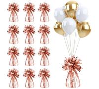 BSTDAYEVER Peso para Globos de Helio Cono Pesas Para Globos Pesas de Globo con Lámina Metálica 12Pz 160g/Pz Colgantes Pesados para Globo Oro rosa para Fiesta de Cumpleaños Boda Celebración