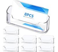 BSTDAYEVER Tarjetero de Acrílico Transparente 8pcs Soporte para Tarjetas de Visita 9.7x2.3x4.9cm Expositor de Tarjetas Sin Tóxico Portatarjetas de Visita Alta Dureza para Oficina Hogar Hoteles