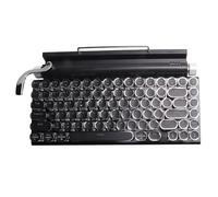 Bstepompre Teclado de MáQuina de Escribir Retro Teclado InaláMbrico Bluetooth Teclas MecáNicas USB Punk para PC Computadora de Escritorio/Computadora PortáTil/TeléFono-Color Negro