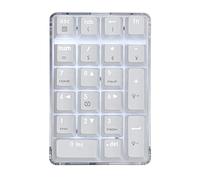 Bstepompre Teclado NuméRico MecáNico Interruptor MarróN Teclado para Juegos con Cable Estuche de Cristal Blanco Retroiluminado 21 Teclas Mini Teclado NuméRico