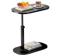 BSTMOME Mesa con bandeja de TV, altura ajustable y diseño de panel abatible de 90°, mesa auxiliar con brazo de sofá para comer, laptop, sofá, cama, cena o espacios pequeños (negro)