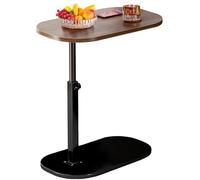 BSTMOME Mesa con bandeja de TV, altura ajustable y diseño de panel abatible de 90°, mesa auxiliar con brazo de sofá para comer, laptop, sofá, cama, cena o espacios pequeños (nogal)