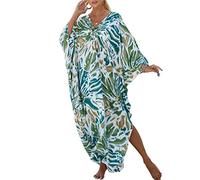 Bsubseach Mujeres Más Tamaño Caftán Vestidos Bohemia Traje de baño Encubrimiento Tropical Resort Wear Verde