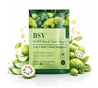 BSY Noni Black Hair Magic Champú 3 en 1 natural de 5 minutos para el cabello, color negro, sin amoníaco, de larga duración, extracto de fruta de noni, sin pérdida de cabello, cobertura de canas, tinte