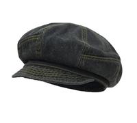 BSYLOO Boina para mujer, sombrero de panadero de mezclilla, gorra de camarero de periódicos, gorra de cabbie Peaky Blinder para mujeres y niñas, Negro, S/L