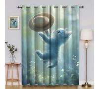 BSYYZQC Cortinas Salon Bosque Cortinas Dormitorio Gatos Blancos De Ojos Azules Cortinas Opacas 2 Piezas, Cortinas Termicas Aislantes Frio y Calor con Ojales 140x180cm